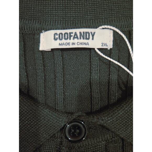 NWT Coofandy Men's LS Polo Sweater Pine Green 2XL - Picture 3 of 5